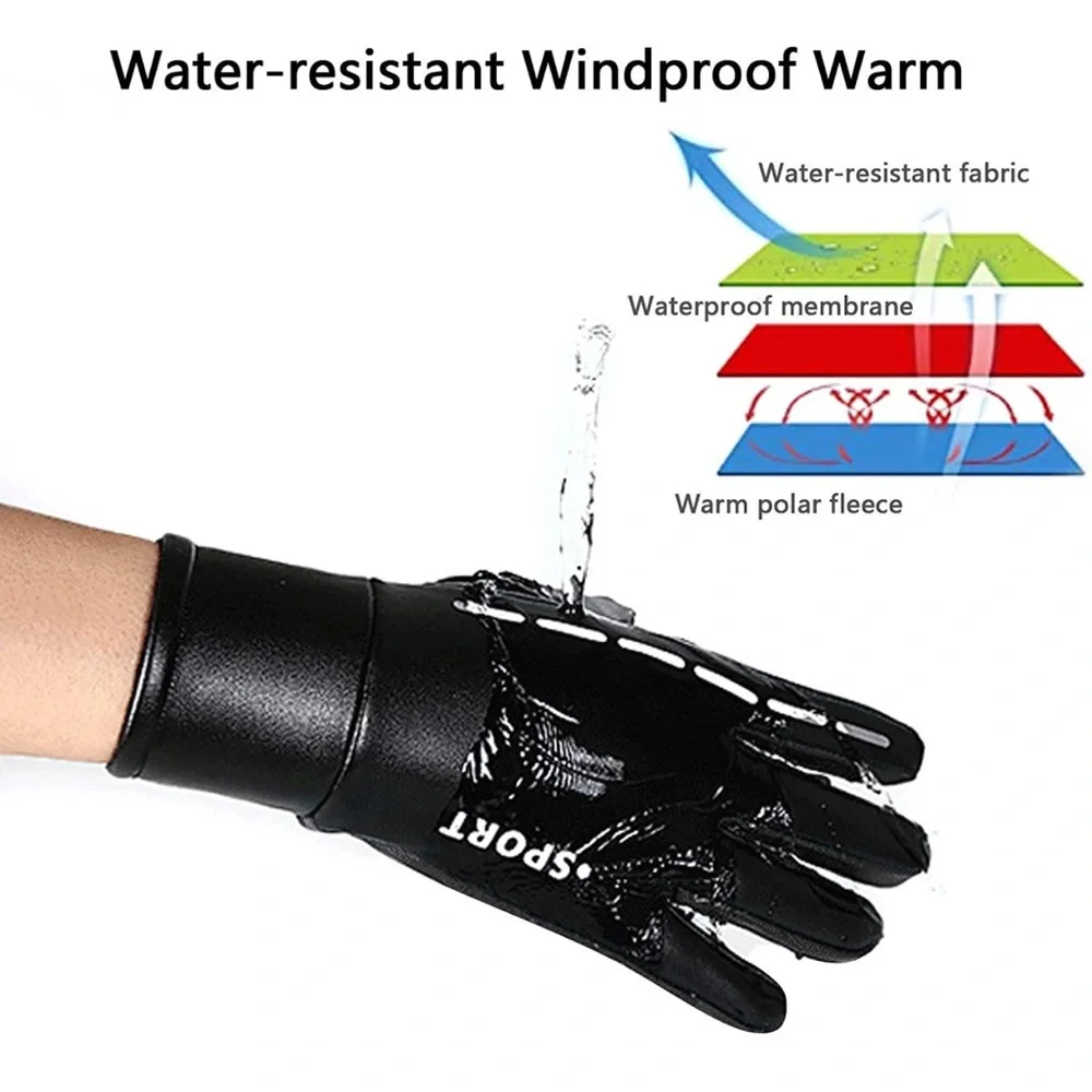 Winter Gloves, PU Leather Gloves, Newest Windproof Warm Touchscreen Gloves